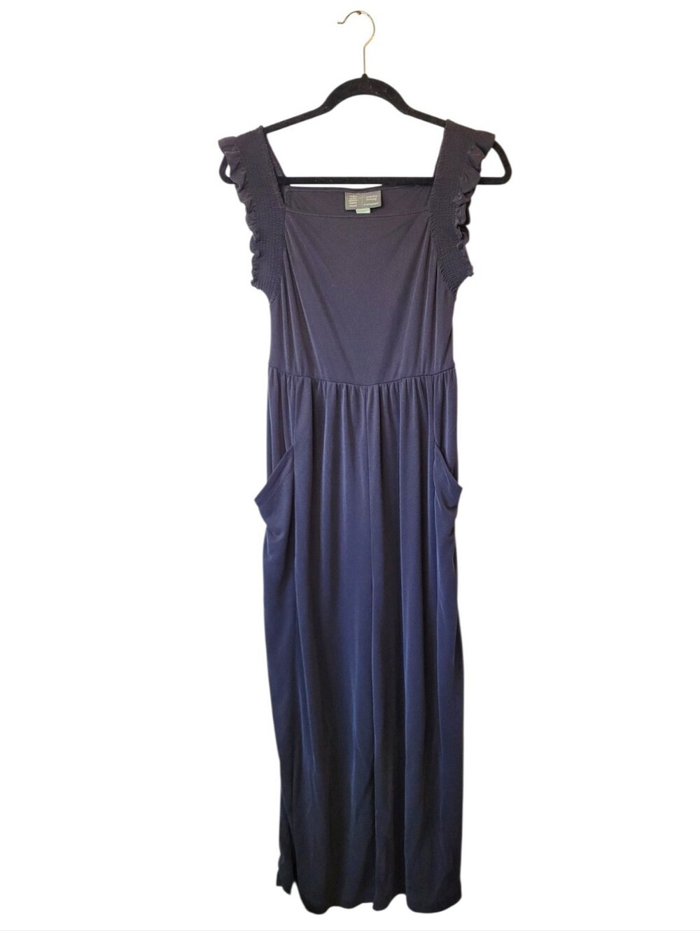 Anthropologie Saturday/Sunday Charcoal  Smock Strap Modal Wide Leg Jumpsuit SZ S